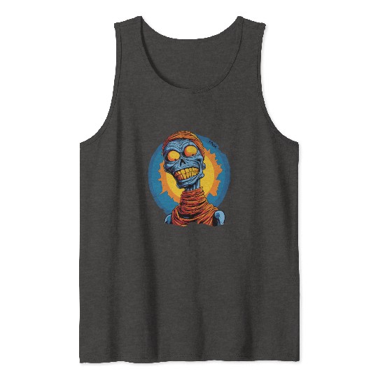 Blue and Funny Cartoon Skeleton Skull Mummy Tank Tops