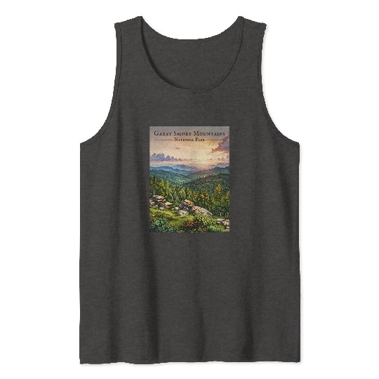 Sunset Serenity - Great Smoky Mountains Tank Tops