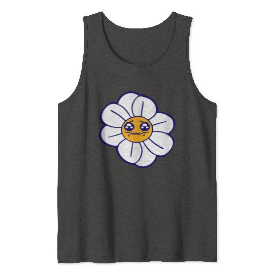 Sweet Flower Sad Face Weeping Spring Summer Crying Tank Tops