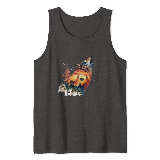 Vintage Wolf Moon Graphic Tank Tops – Retro 90s