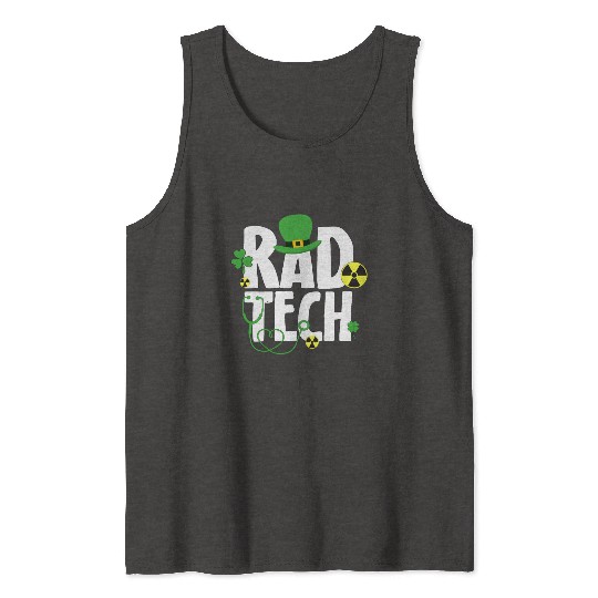Rad Tech St Patricks day Shamrock radiation Tank Tops