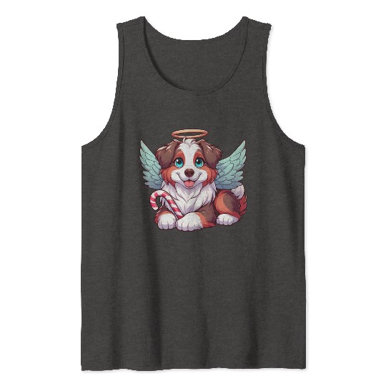 Cute Christmas Dog Australian Shepherd Tank Tops