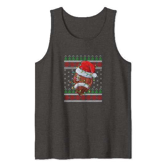 American Football Rugby Ugly Christmas Santa Hat Tank Tops