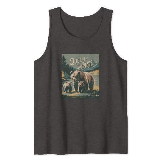 Queen of the Tetons Grizzly 399 Vintage Nature Art Tank Tops