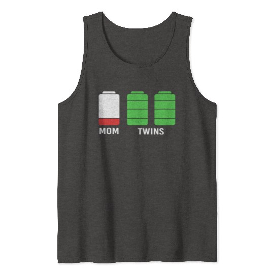 Funny Birthday Mama Twin Mom Low Battery Tank Tops