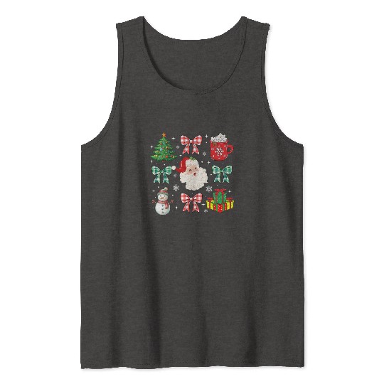 Christmas Coquette Bow Holiday Santa Family Tree Tank Tops