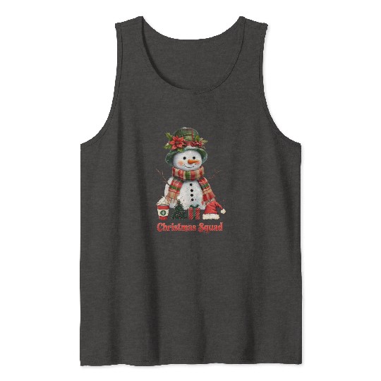 Snowman Christmas Family Gathering Tank Tops