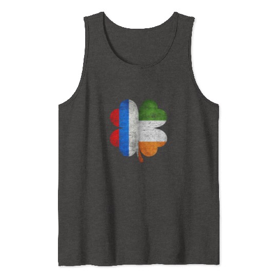 Russian Irish Shamrock Russia Ireland Flag Tank Tops