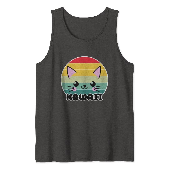 Kawaii Cat Face, Cat Lovers Tank Tops