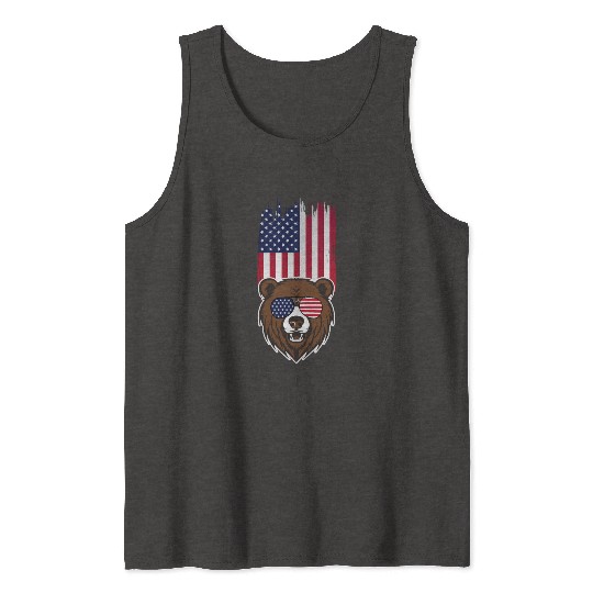 Bear American flag Tank Tops