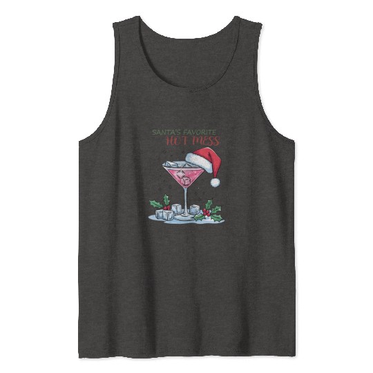 Santa Favorite Hot Mess, Merry Christmas Tank Tops
