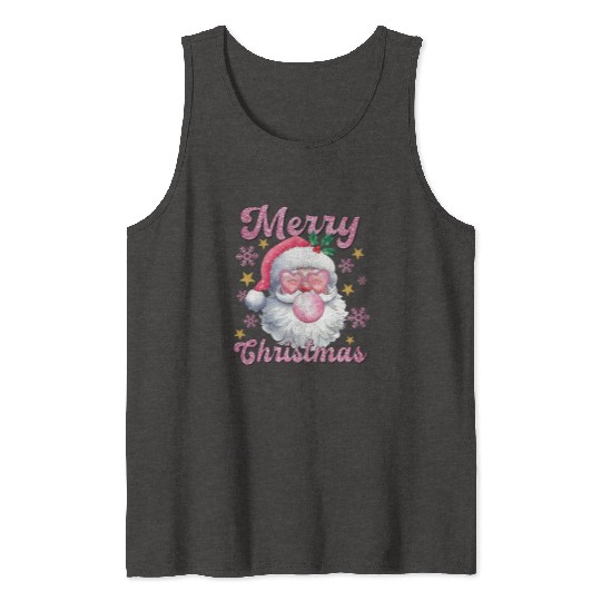 Merry Christmas, Christmas Vingtage, Preppy Santa Tank Tops
