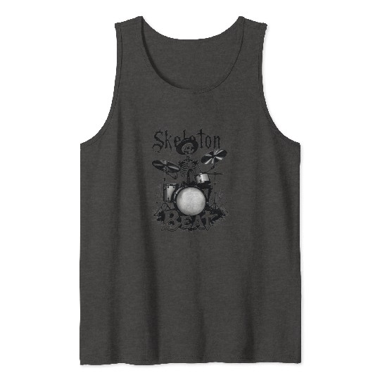 Skeleton Beat: Funny Cowboy Skeleton Playing Drums Tank Tops