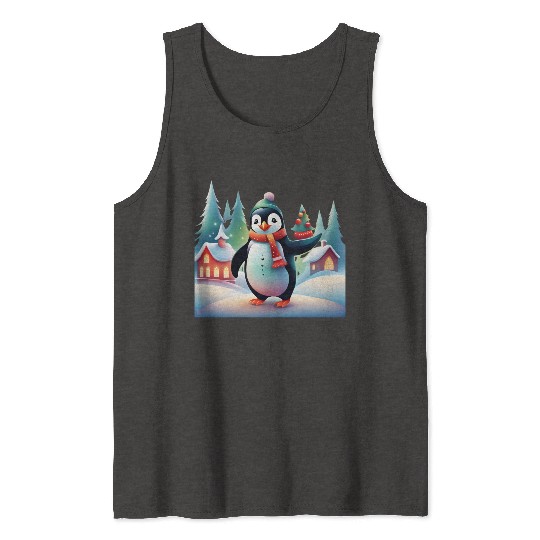 Christmas Merry Christmas For Gift Penguin Snowman Tank Tops