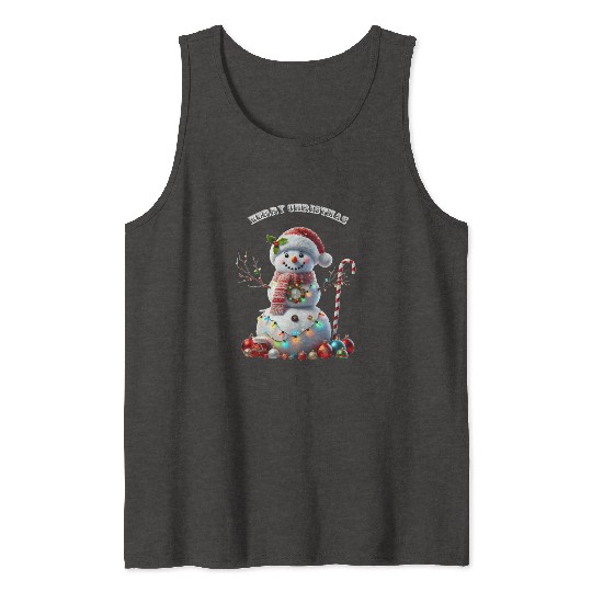 Christmas Holiday Snowman with Decorations URM Tank Tops