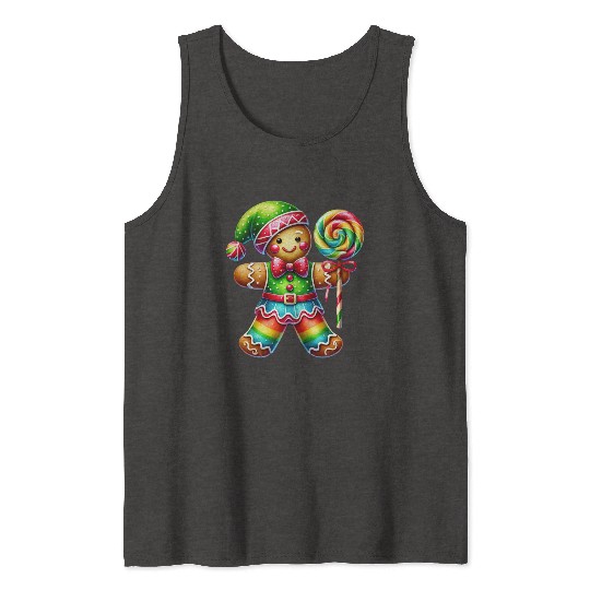 Gingerbread Christmas, Merry Christmas, Candy Tank Tops