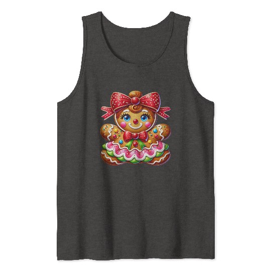 Gingerbread Christmas, Merry Christmas, Candy Tank Tops