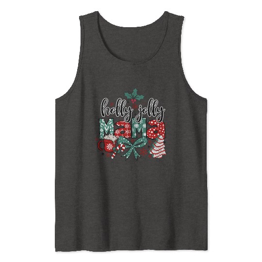 Holly Jolly Mama Coquette Bow Christmas Tank Tops
