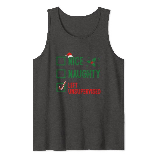 Left Unsupervised Christmas Checklist Tank Tops