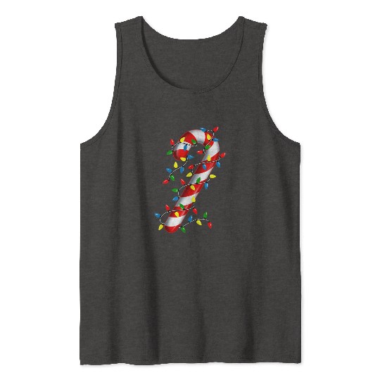 Candy Cane Merry and Bright Christmas Lights Candy Tank Tops