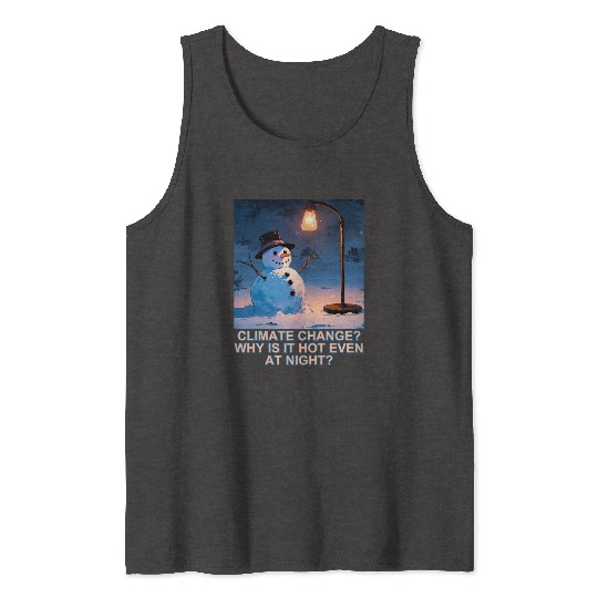 Frosty Snowman Under Street Lights Christmas Tank Tops