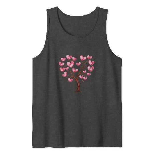 Heart Tree, Valentines Day Tank Tops
