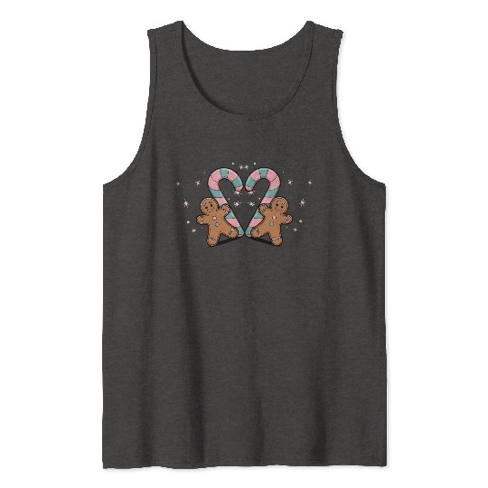 Festive Candy Cane & Gingerbread Holidays Tank Tops