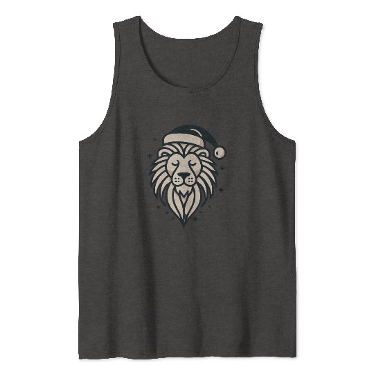 lion with christmas hat Tank Tops