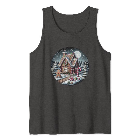 Christmas Gingerbread House with Candy Canes Tank Tops