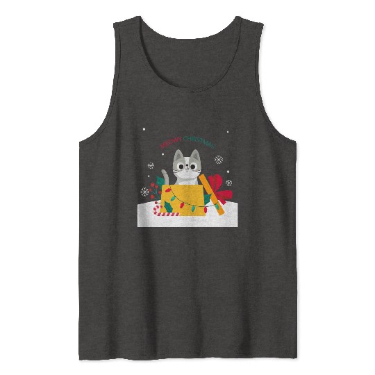 Meowy Christmas Surprise! Tank Tops