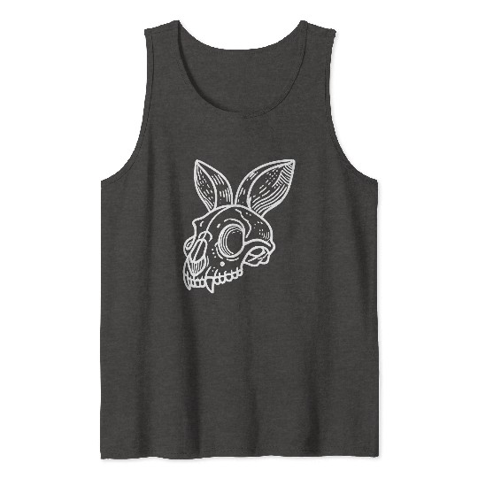 Minimalistic Vector Rabbit Skull Kids Drawing Tank Tops