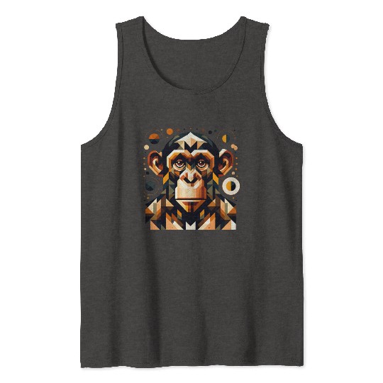 geometric abstract chimpanzee art design Tank Tops