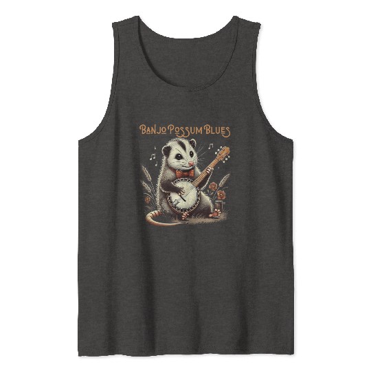 Funny Opossum Playing Banjo Tank Tops