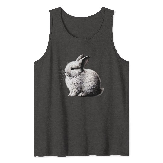 Minimal Whiskers - Peaceful Bunny Art by TSQ Tank Tops