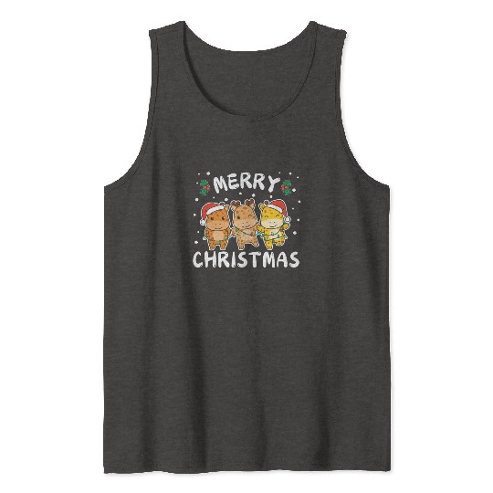 Merry Christmas Cute Giraffe Festive Lights Tank Tops