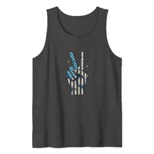 USA Flag Winner Hand Design for freedom day Tank Tops