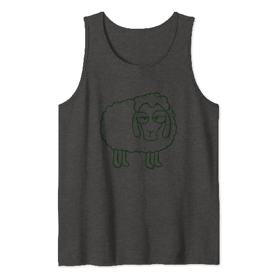 Sheep Tired Bored Look Little Sweet Lamb Bad Mood Tank Tops