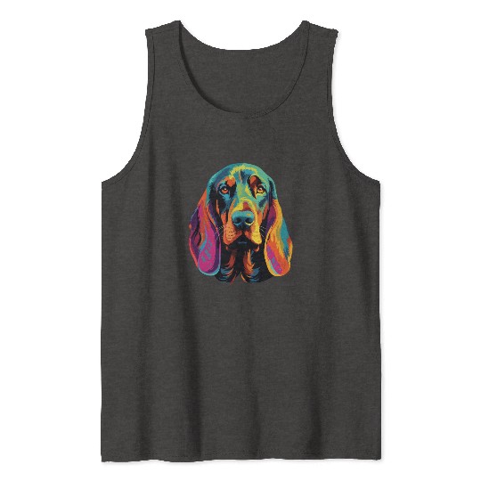 Watercolor Colorful Black And Tan Coonhound Tank Tops