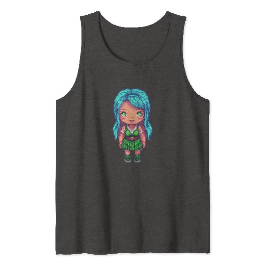Mystic Emerald Sprite - Pixel Art Design Tank Tops