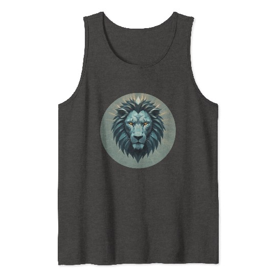 Geometric Power Lion Tank Tops