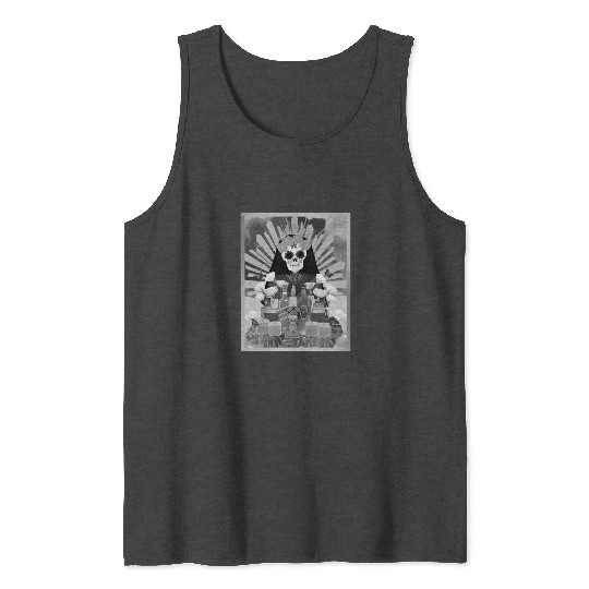 Butterfly Black and White Santa Muerte Tank Tops
