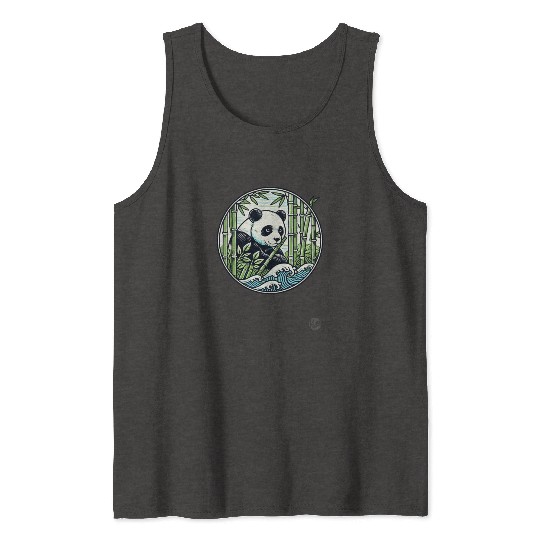Panda in Bamboo Forest Tank Tops