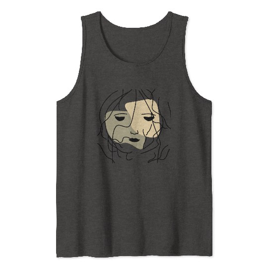Minimalist Lonely Muted Face Tank Tops