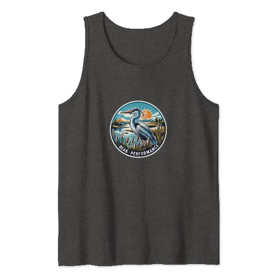 Great Blue Heron Beak Performance Retro Tank Tops