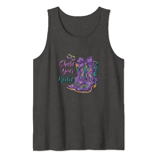 Shake Your Bootie | Mardi Gras Cowboy Boots Tank Tops