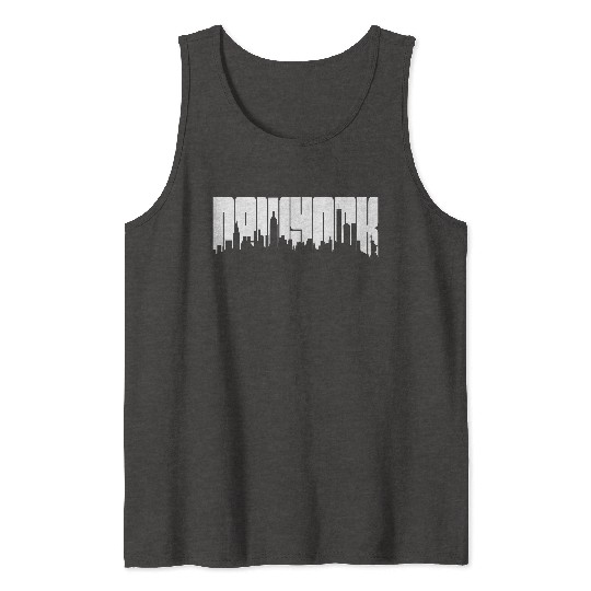New York Skyline Typography Tank Tops