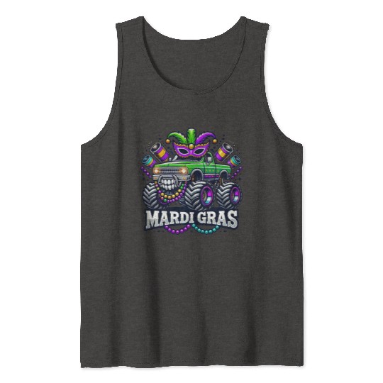 Mardi Gras Monster Truck Design Tank Tops