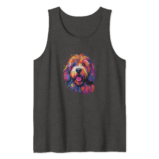 Watercolor Colorful Labradoodle Tank Tops