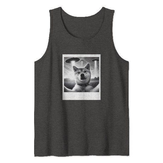 Shiba Inu Dog Dad Mom Funny Graphic Selfie UFOs We Tank Tops
