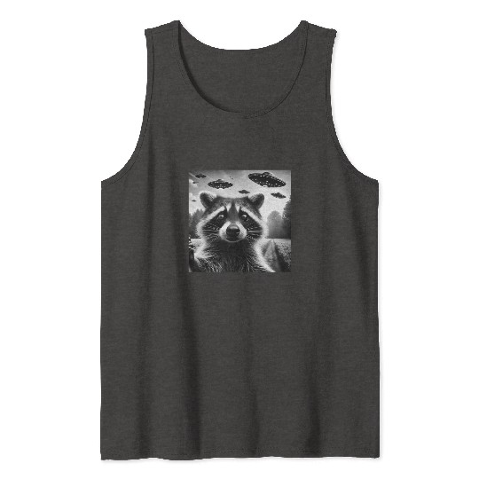 Racoon trash panda Funny Graphic Selfie UFOs Weir Tank Tops
